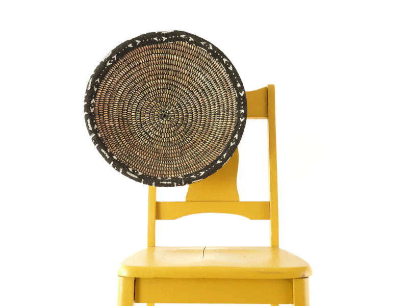 Panier Sénégalais de Rangement fait Main de Paille et plastique recyclé noir